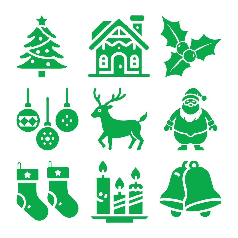 Christmas Icon Illustration Bundle .Festive Holiday Icons vector