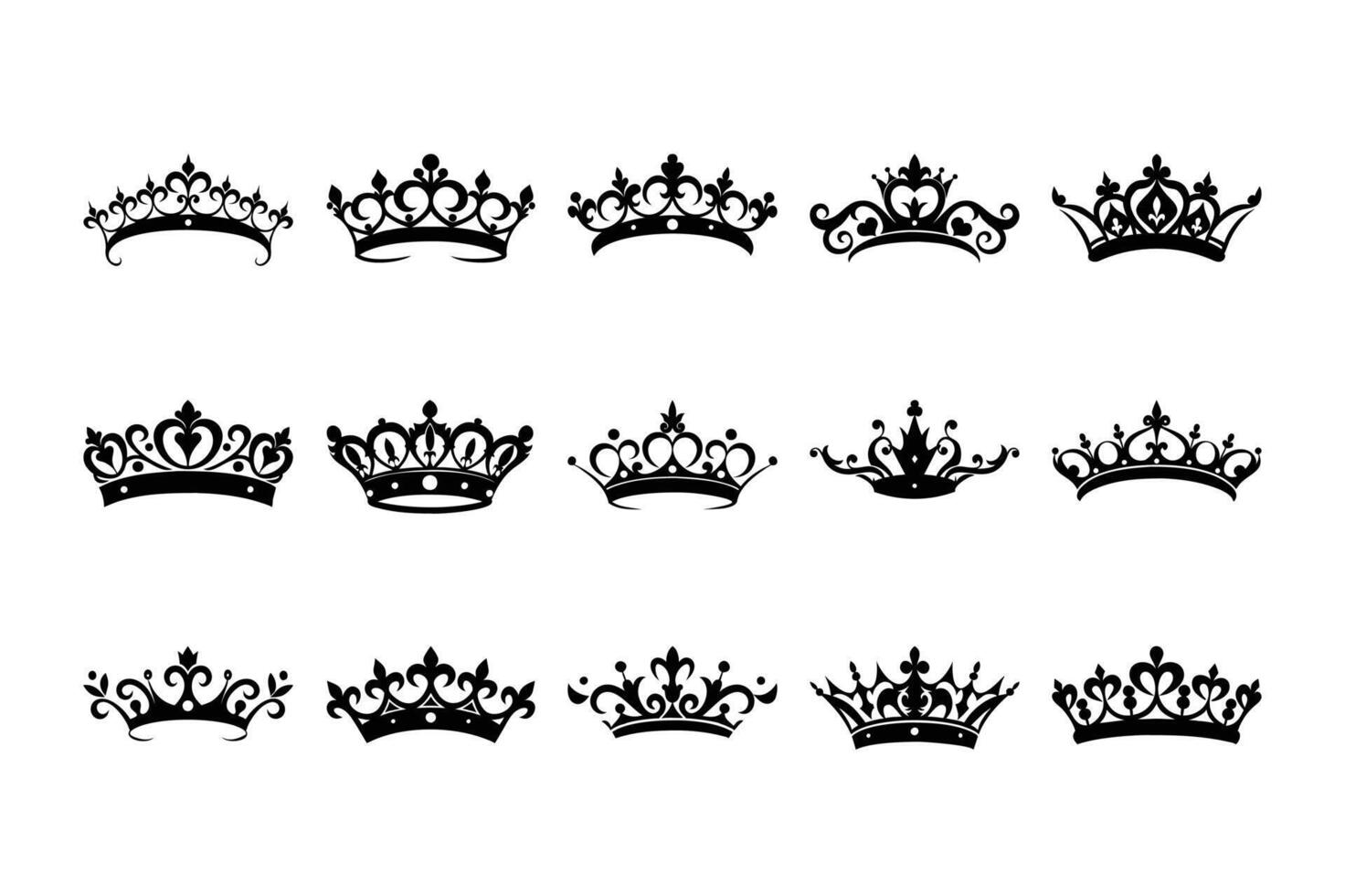 Crown King Queen Ornament Icon - Vintage Retro Illustration vector
