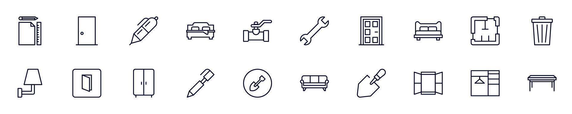 House, repair, renovation modern web icons for infographics. Simple linear illustration for apps, sites, infographics vector