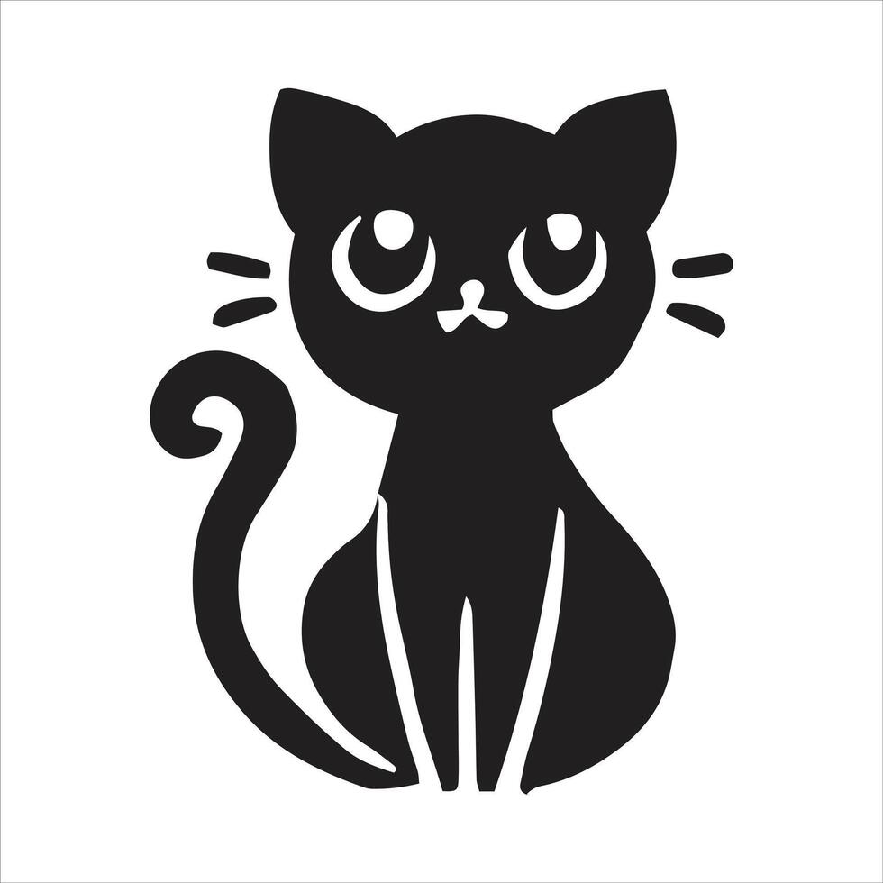 black cat icon cute pet animal silhouette free illustration vector