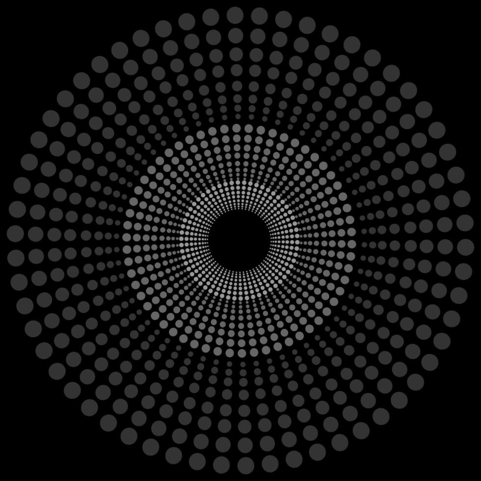 Gray round abstract geometric pattern on black background vector
