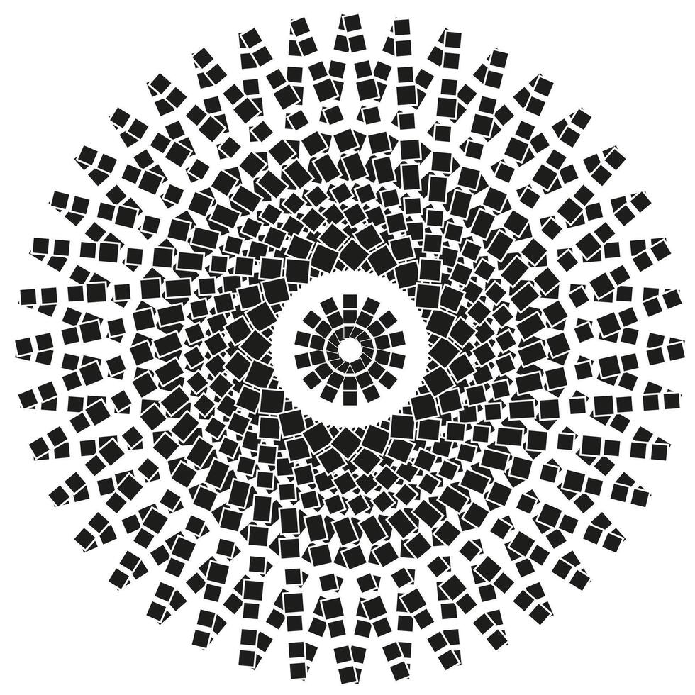 Round geometric pattern in black color on a white background vector