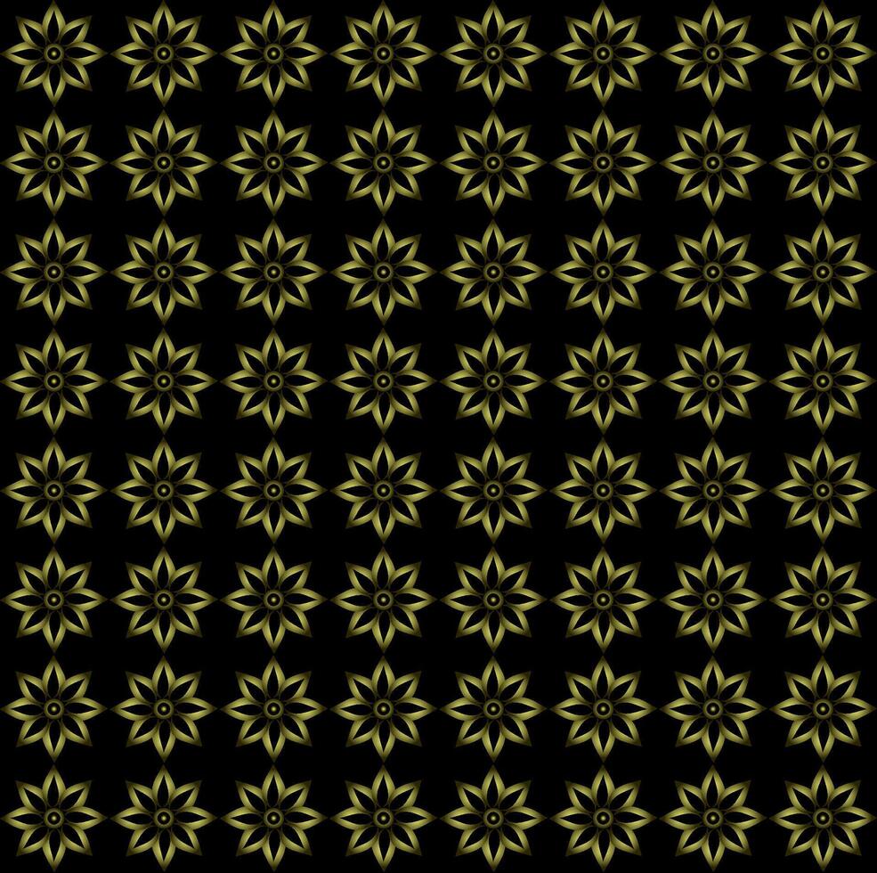 Abstract seamless pattern with golden flowers on a black background vector