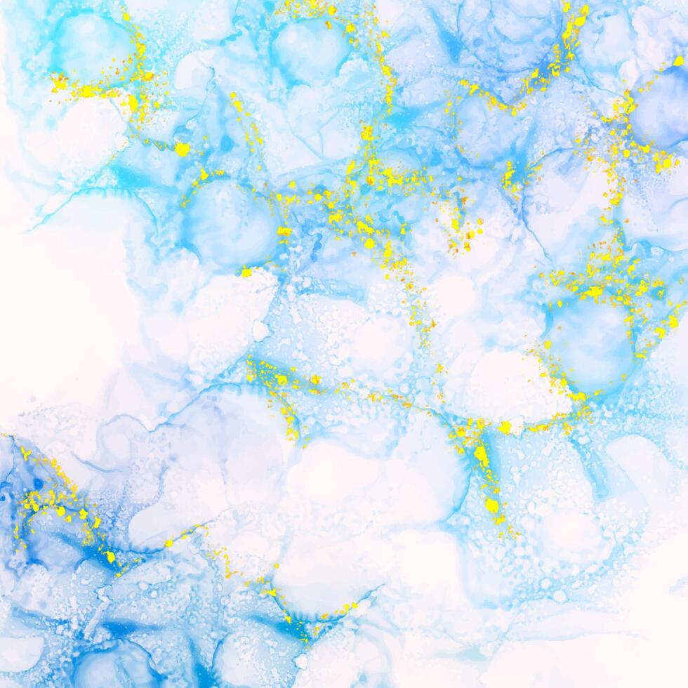 alcohol ink background with gold glitter elements vector