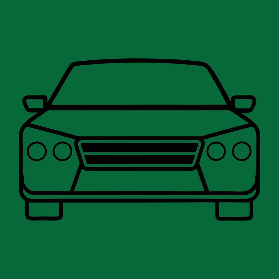 Minimalist Black and White Car Front View Line Art vector