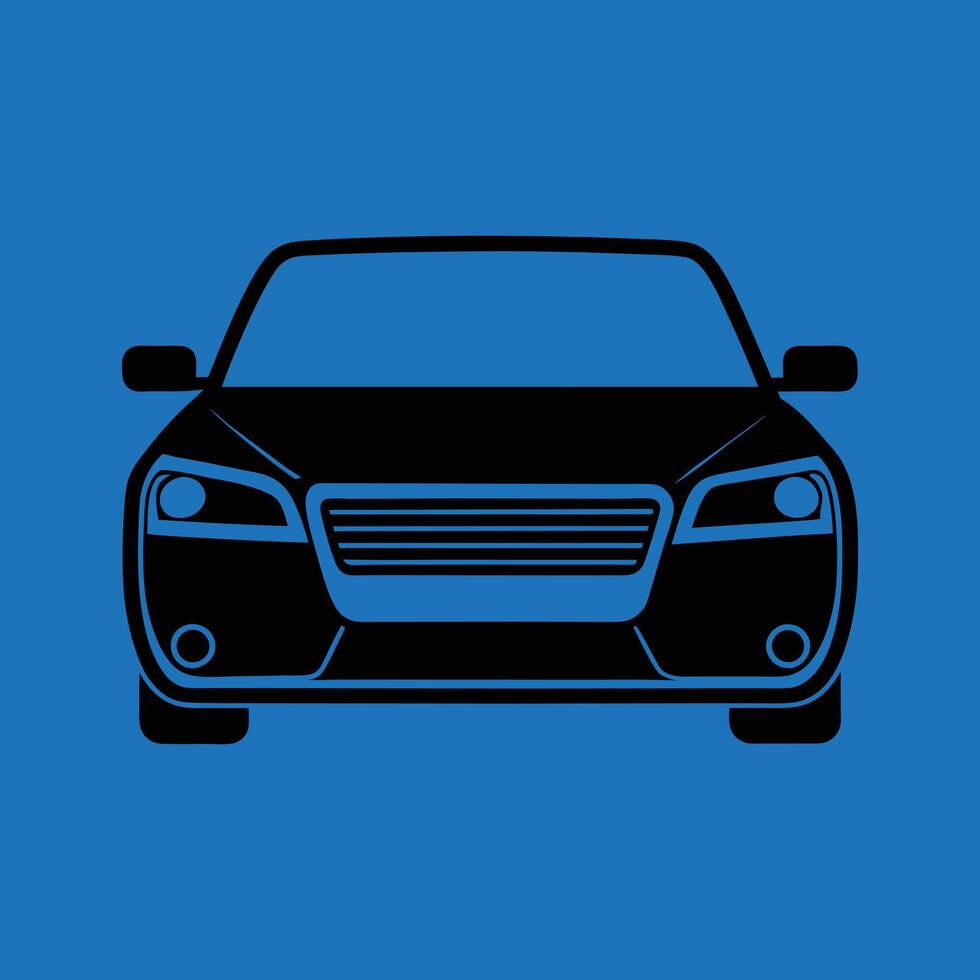 Car Silhouette Front View in Monochrome vector