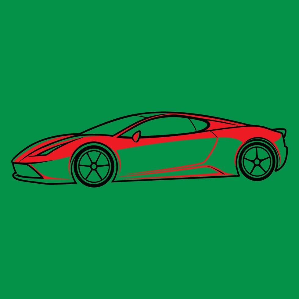 Minimalist red and White Car Front View Line Art vector