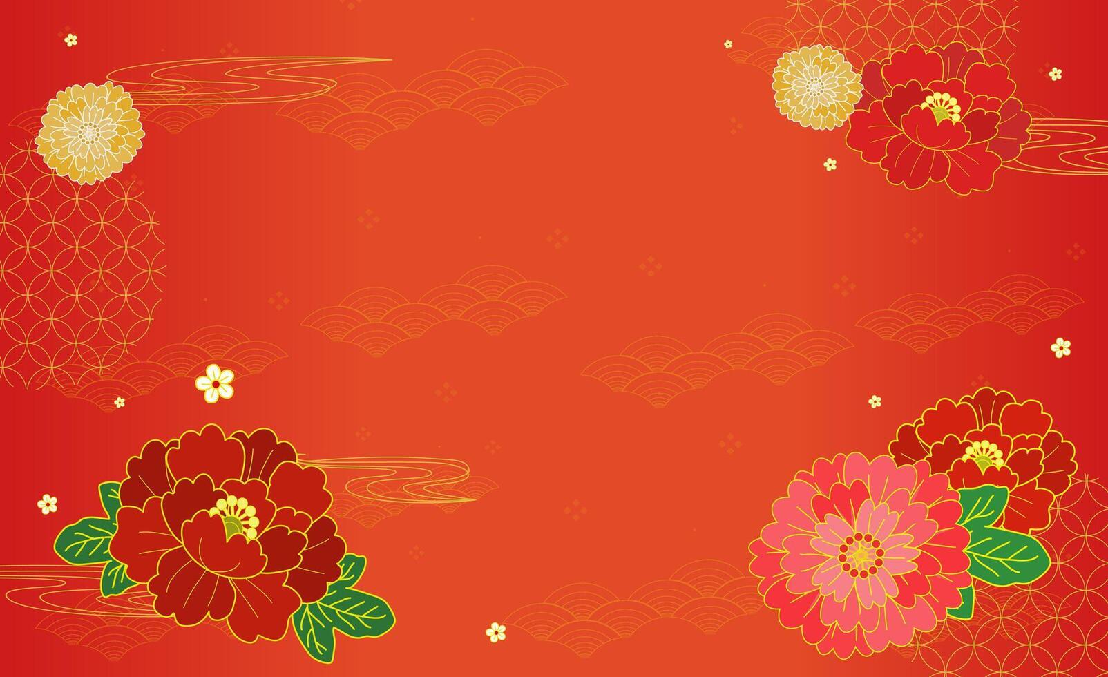 chinese new year festival banner background design china red and gold flower background template vector