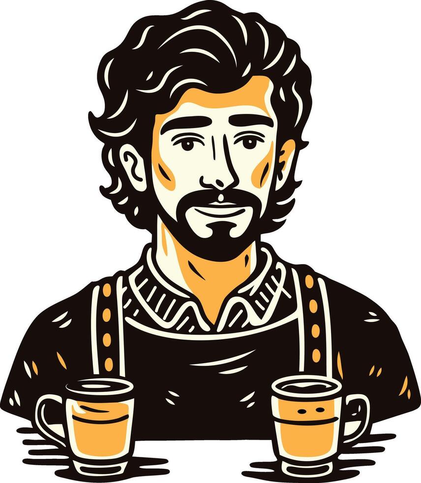 A vintage icon of an espresso expert vector