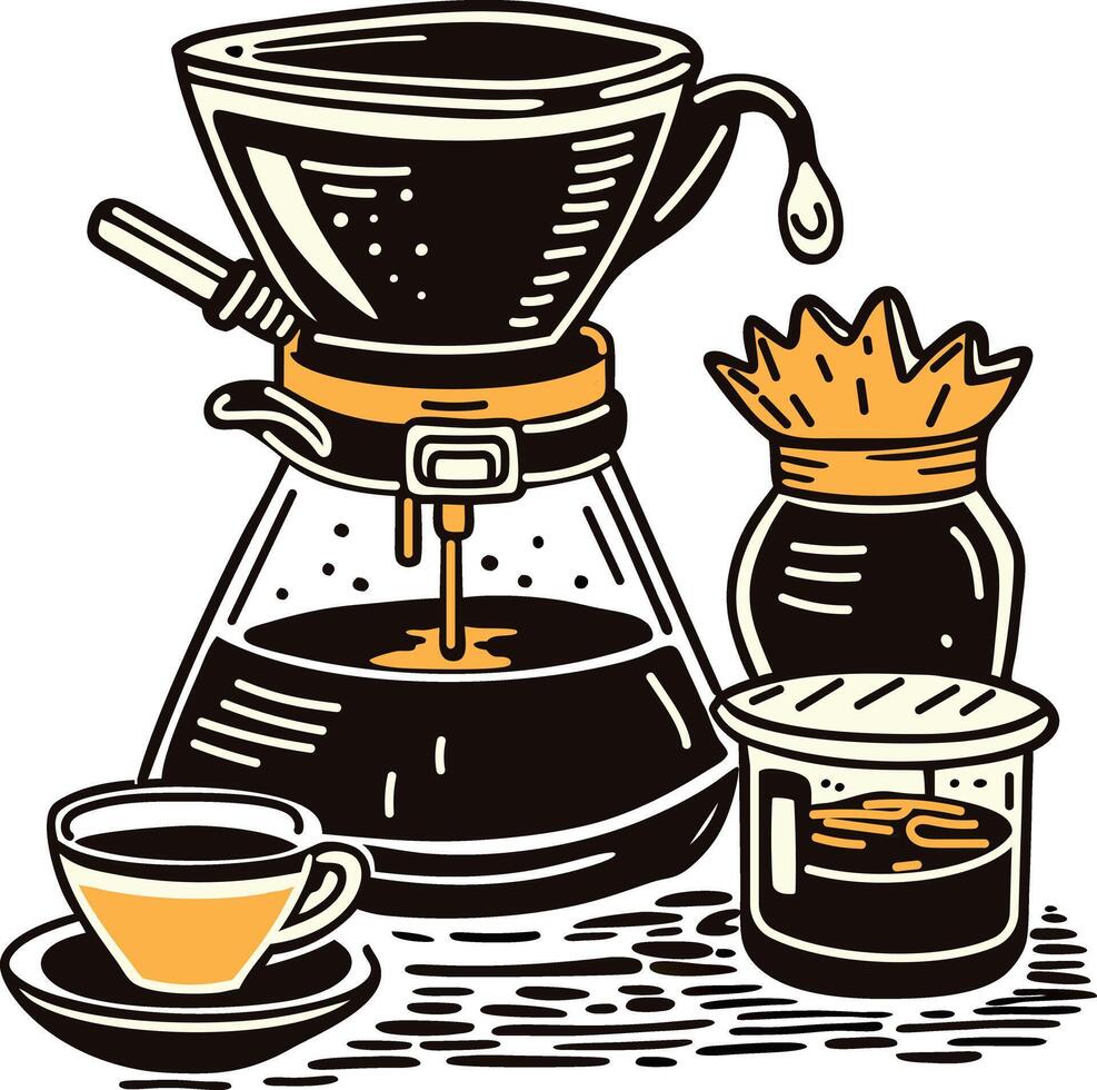 A vintage style icon of a brew pour over vector