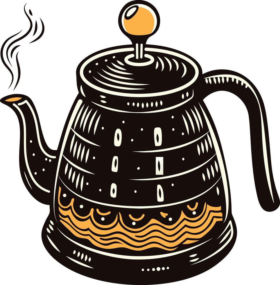 A vintage icon of a coffee kettle vector