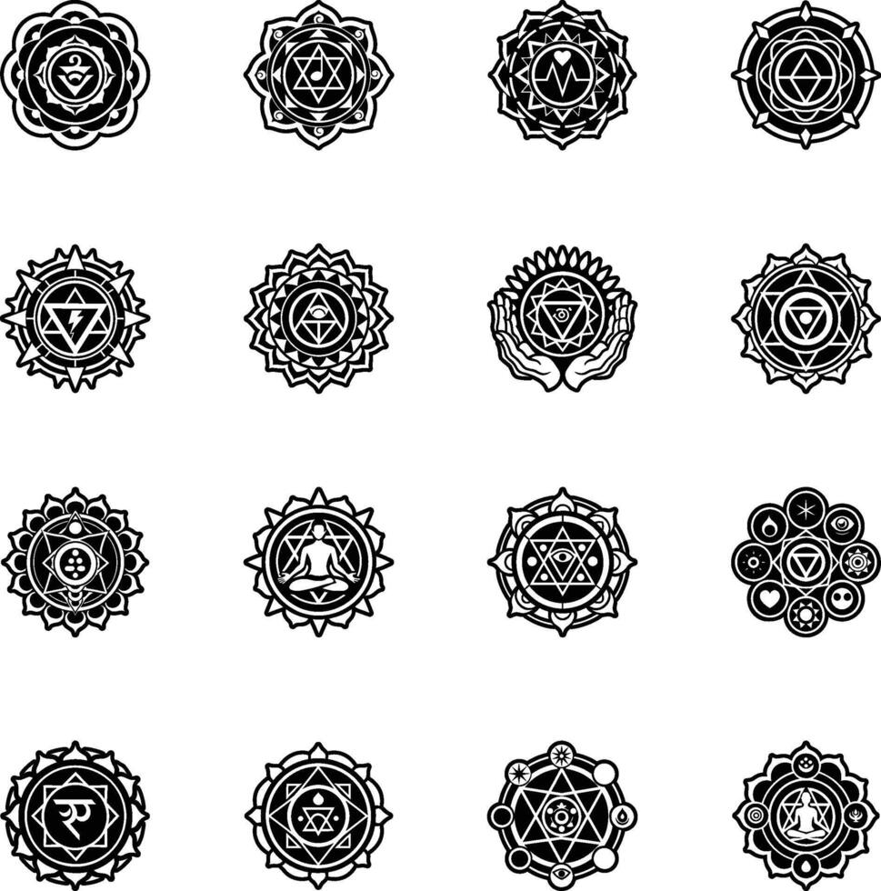 Chakra symbols set vector