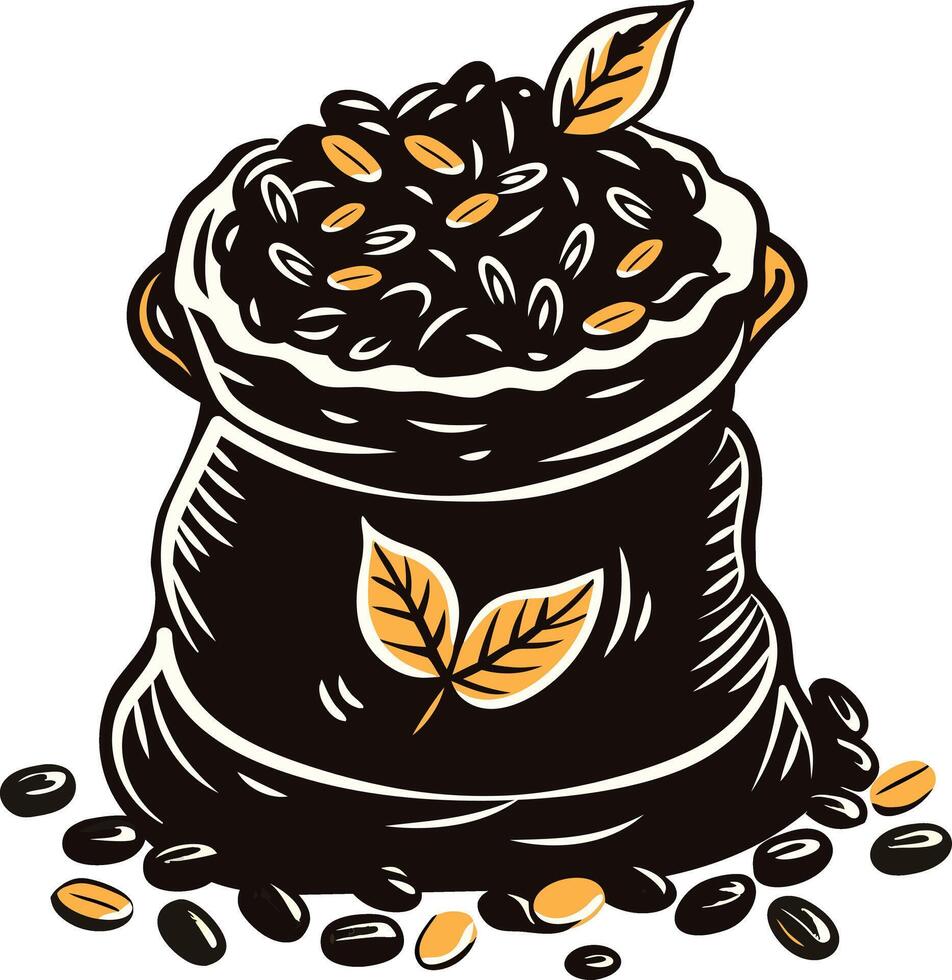 A vintage style icon of a coffee sack vector