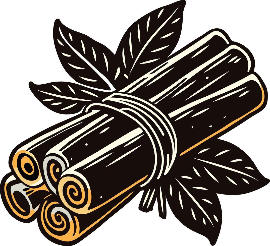 A vintage icon of cinnamon sticks vector