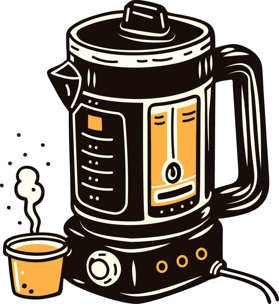 Electric kettle icon in vintage style vector