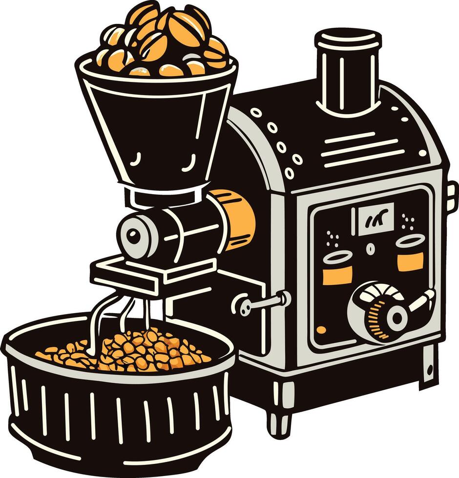Coffee beans roaster machine icon in vintage style vector