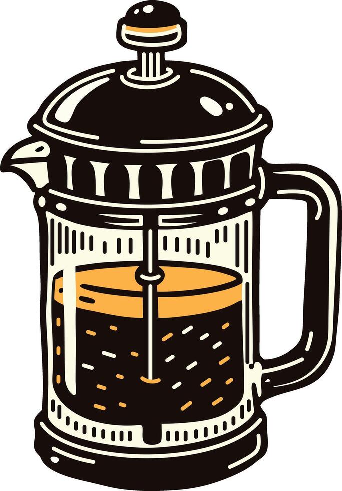 A french press jug icon in vintage style vector