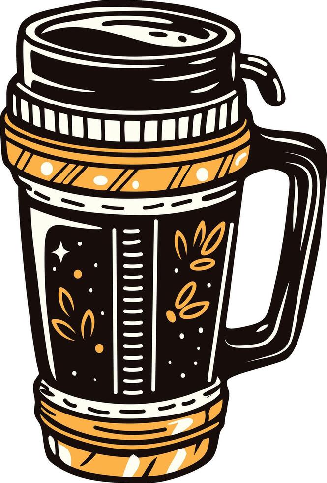 Travel mug icon in vintage style vector