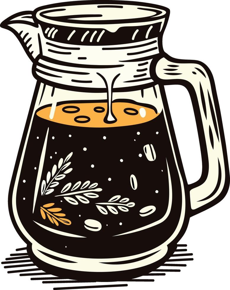 Cold brew in a jug icon in vintage style vector