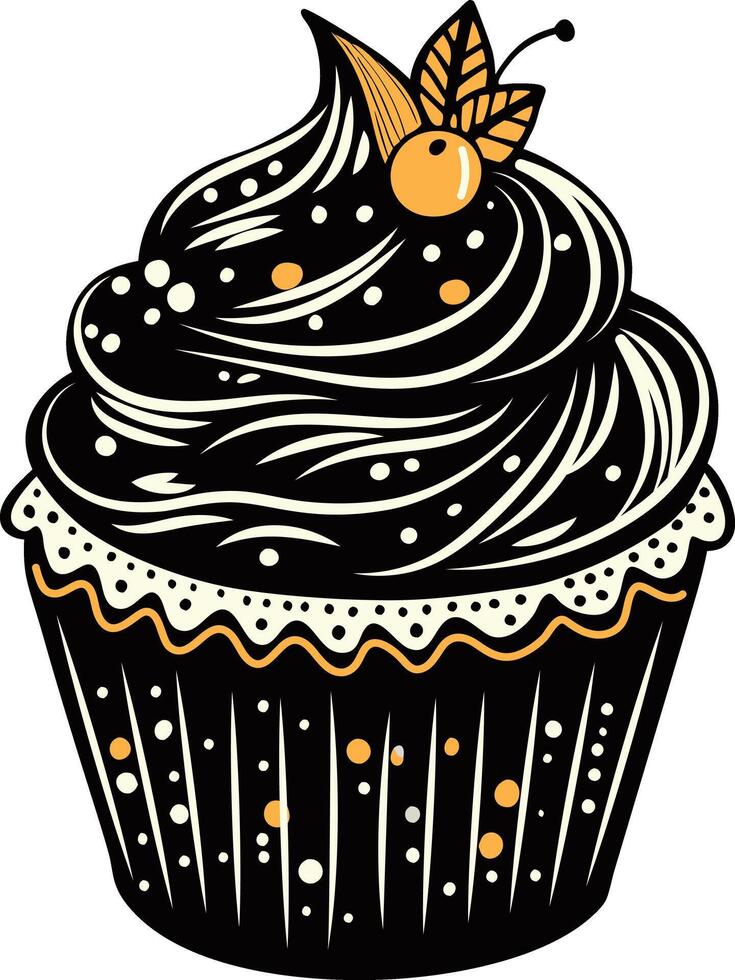 Sweet cupcake icon in vintage style vector