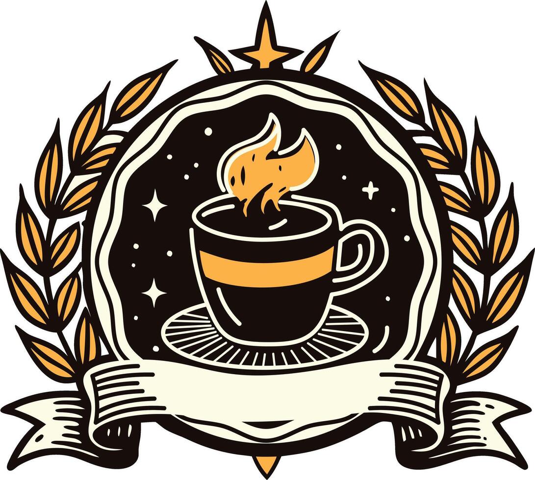 Coffee label icon in vintage style vector