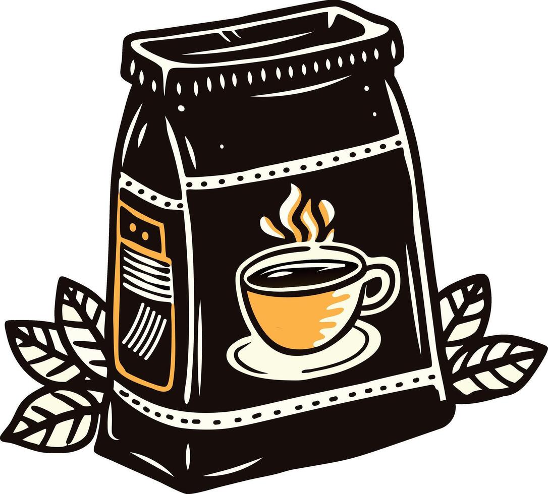 A vintage style icon of a coffee bag vector