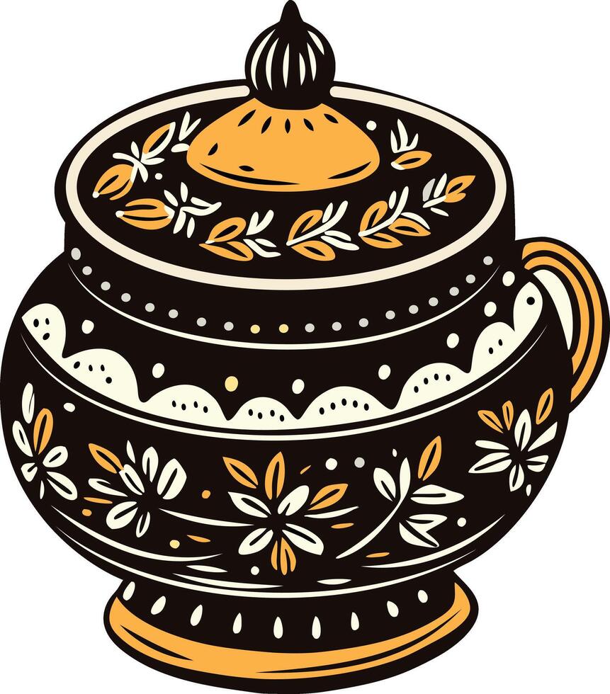 Sugar pot icon in vintage style vector