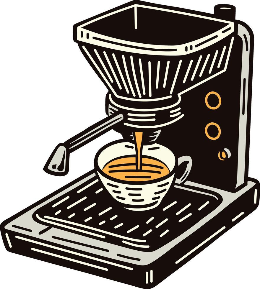 A vintage icon of an espresso machine vector