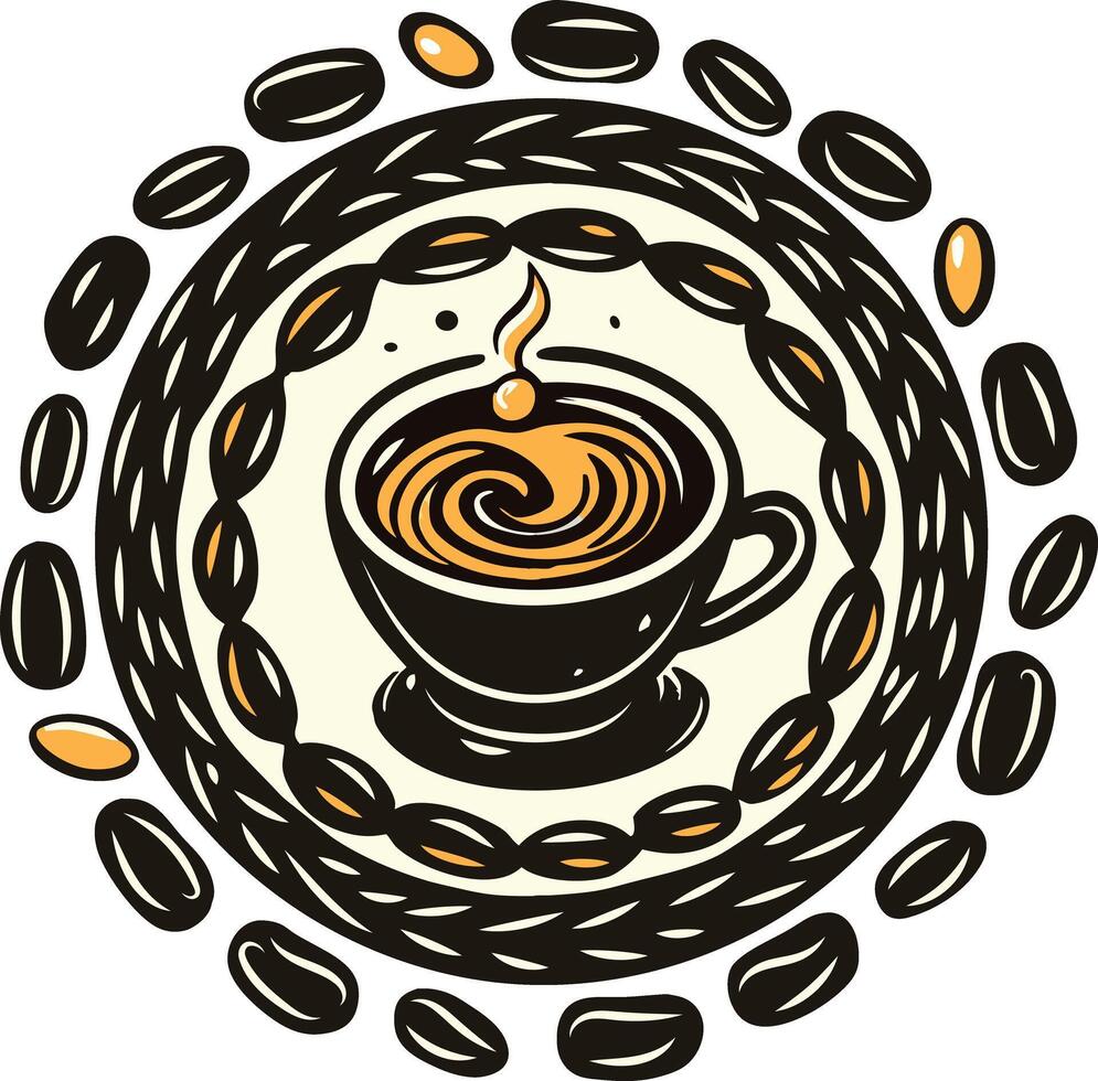 Coffee artwork icon in vintage style vector