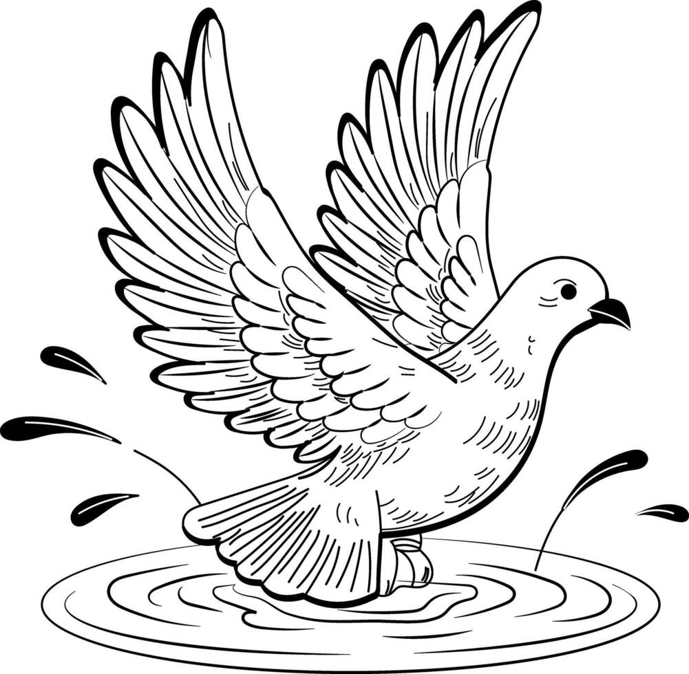 Dove wings flapping, vintage style illustration vector