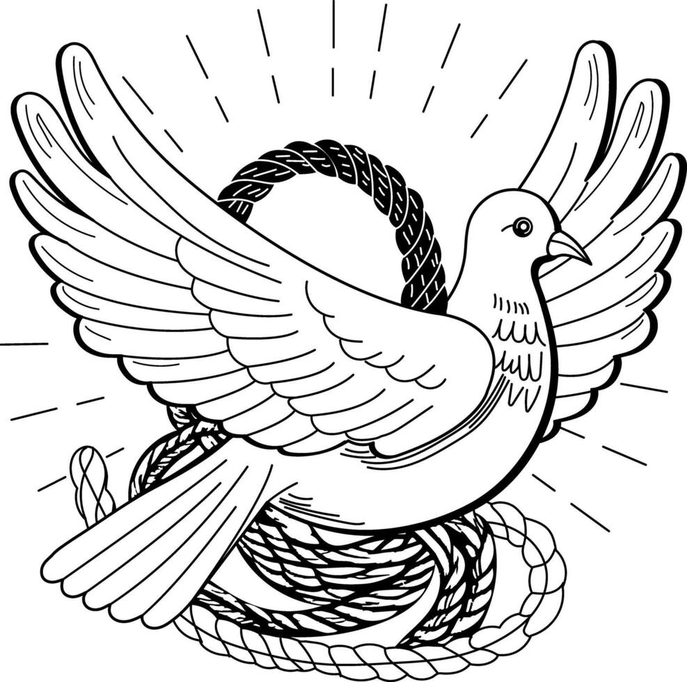 A vintage illustration of beautiful flying dove vector