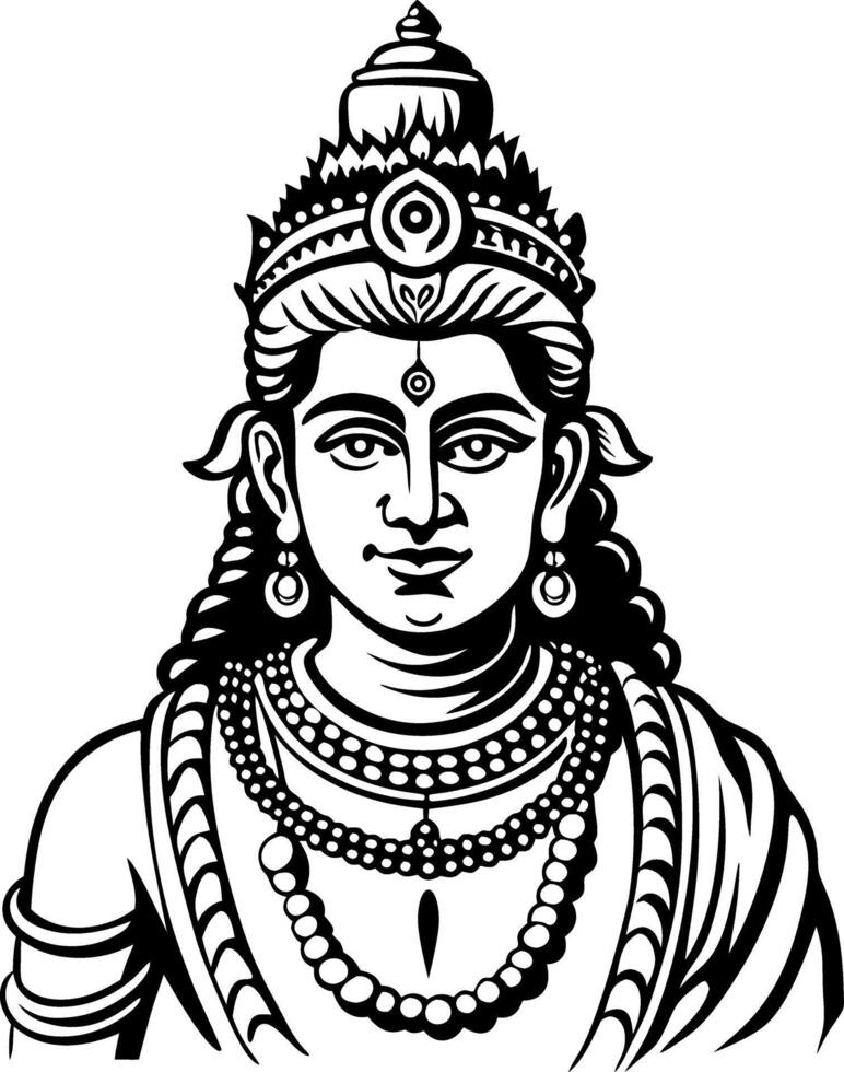 Vishnu god illustration in vintage style vector