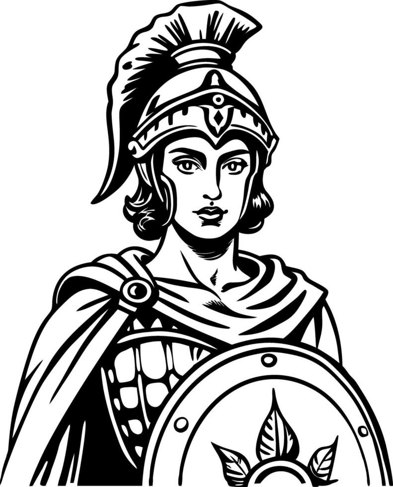 Minerva goddess illustration in vintage style vector