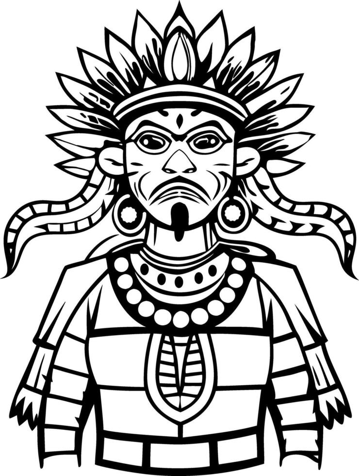 Aztec god illustration in vintage style vector