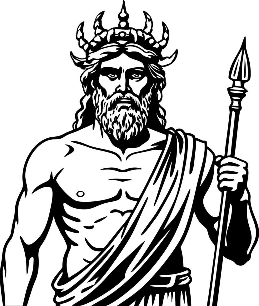 A vintage style illustration of ancient greek god vector