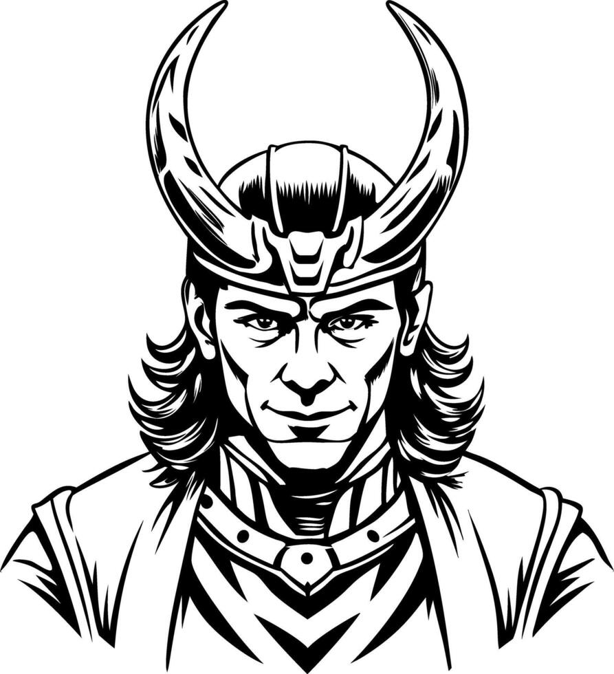 A vintage style illustration of loki god vector