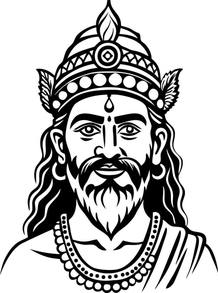 Vayu god portrait illustration in vintage style vector