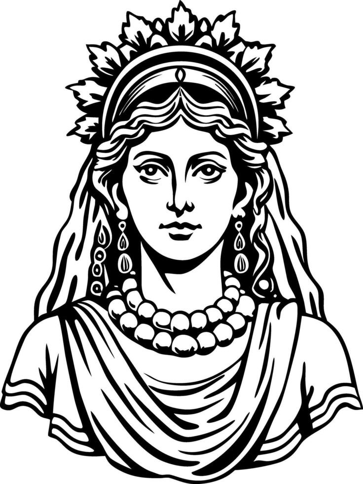A vintage style illustration of danu god portrait vector