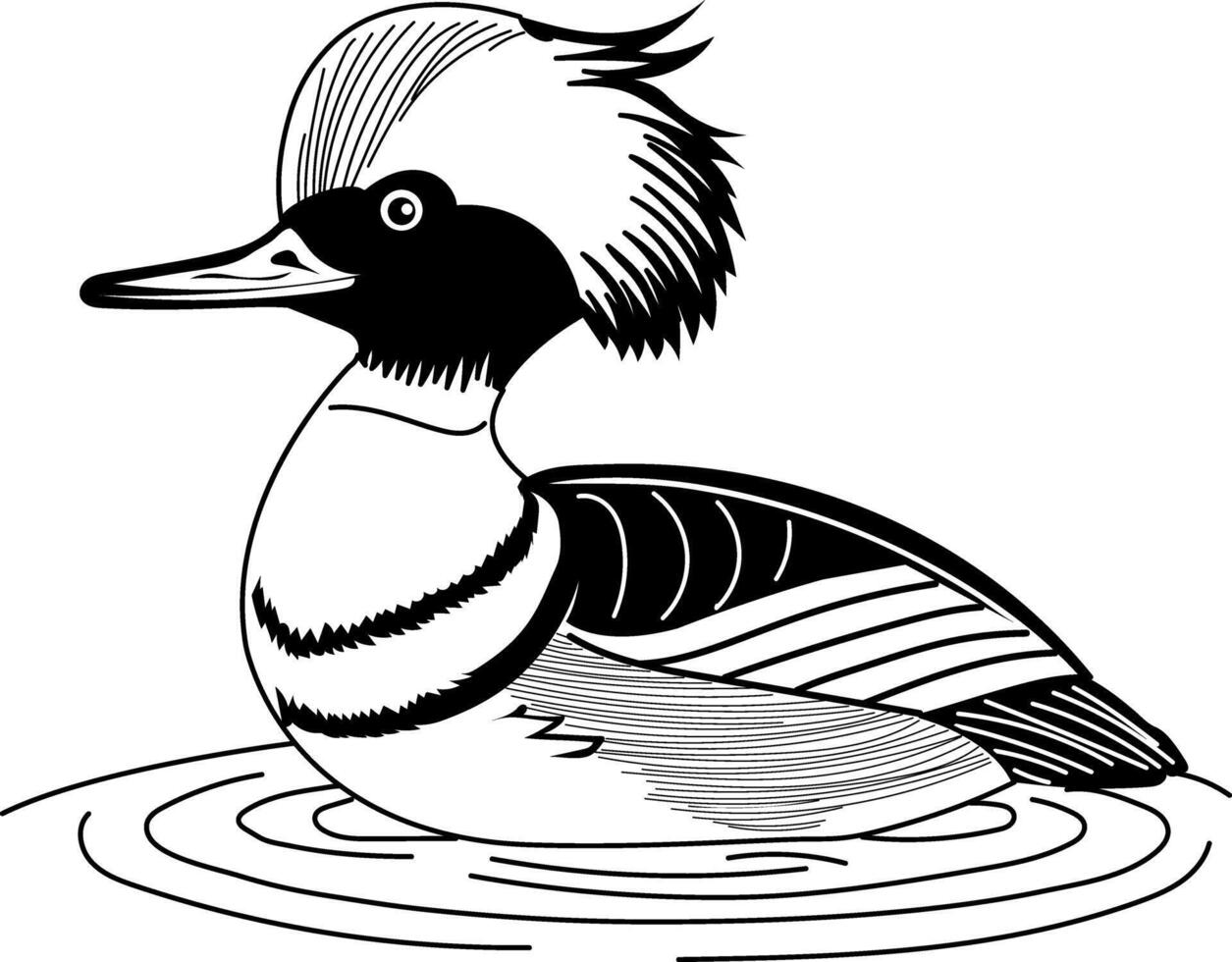 Vintage illustration depicting hooded merganser vector
