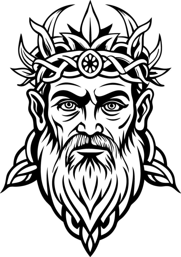 Ancient dagda god illustration in vintage style vector