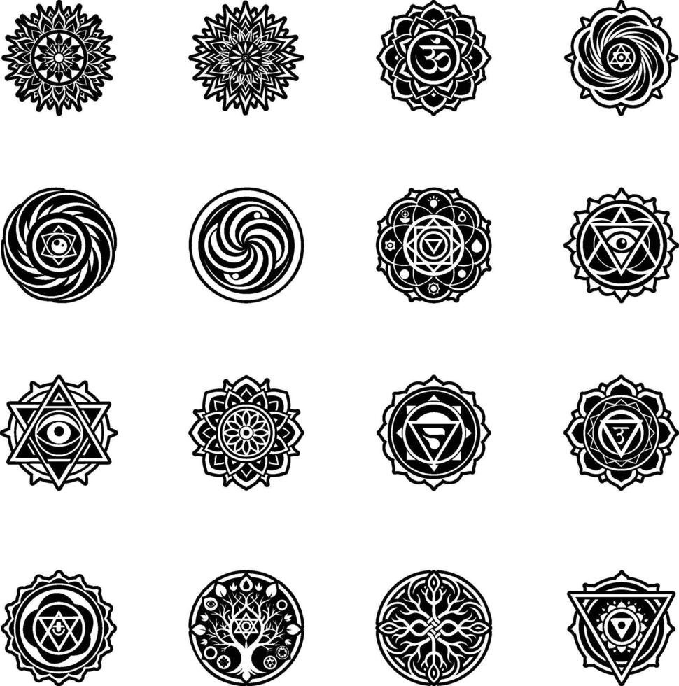 Chakra symbols set vector