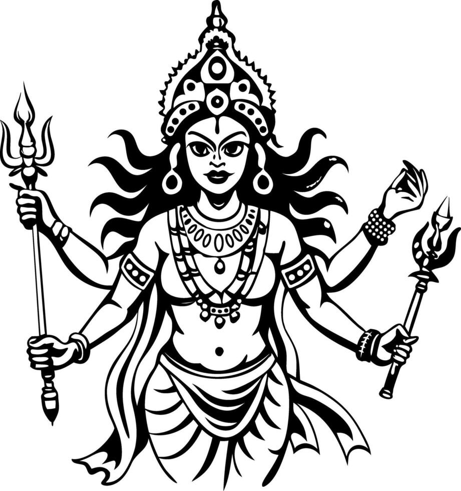 A vintage style illustration of kali goddess vector