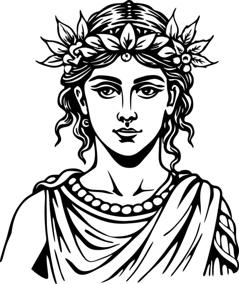 A vintage style illustration of artemis god vector