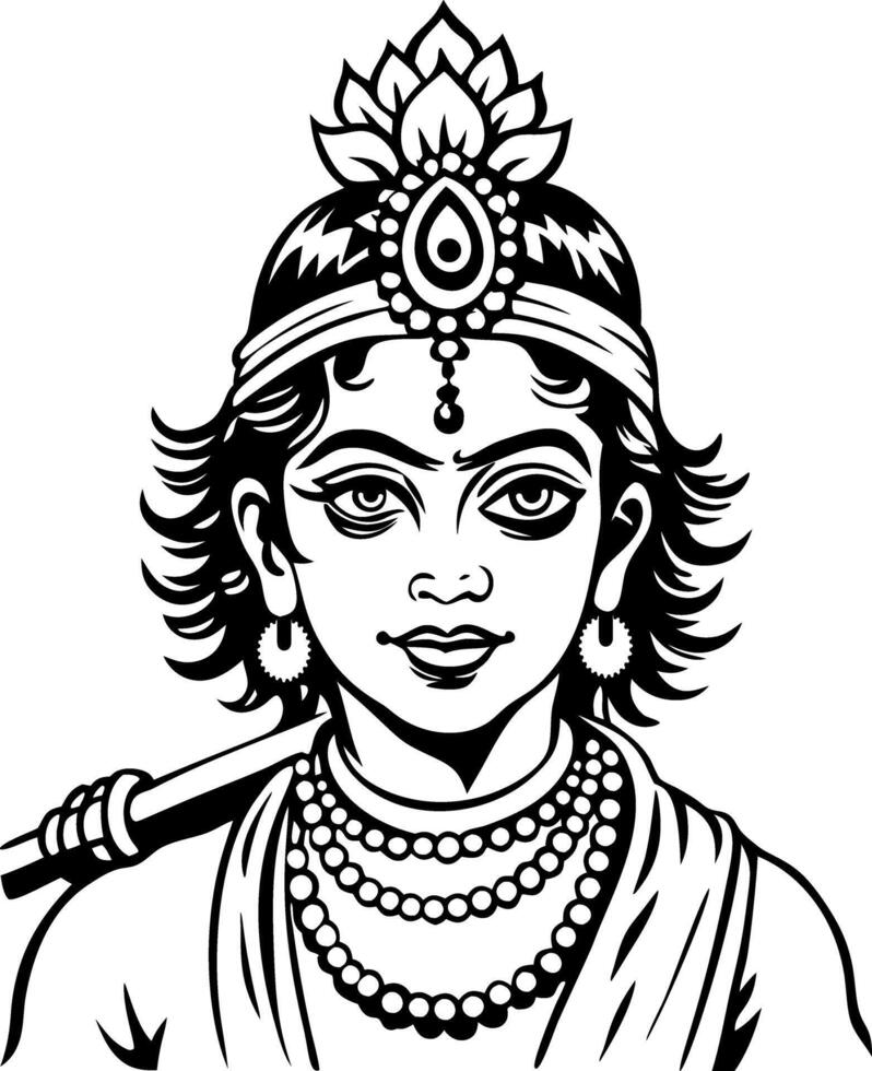 Krishna god illustration in vintage style vector