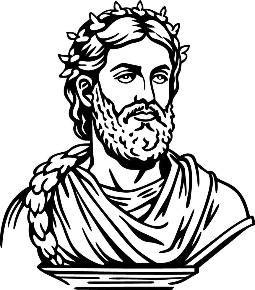 Ancient deity portrait illustration in vintage style vector