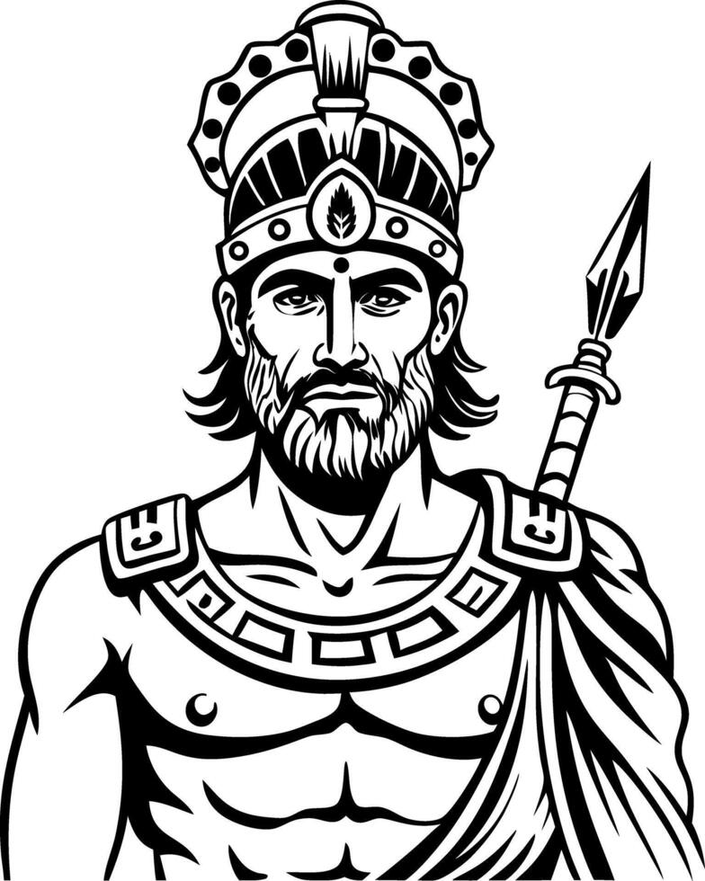 A vintage style illustration of ares god vector