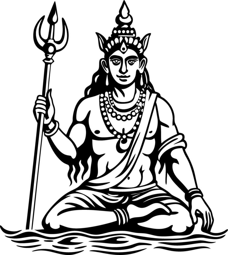 A vintage style illustration of varuna god vector