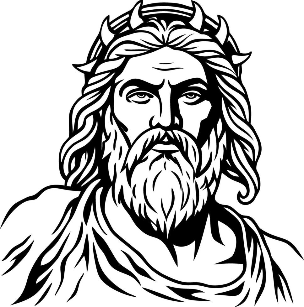 A vintage style illustration of greek zeus god vector