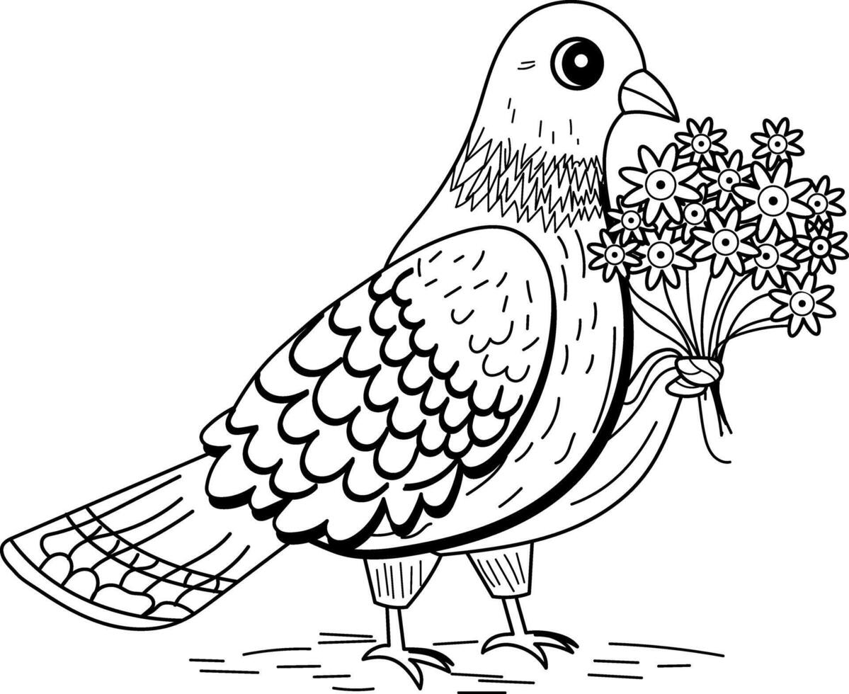 A vintage style illustration of a pigeon vector