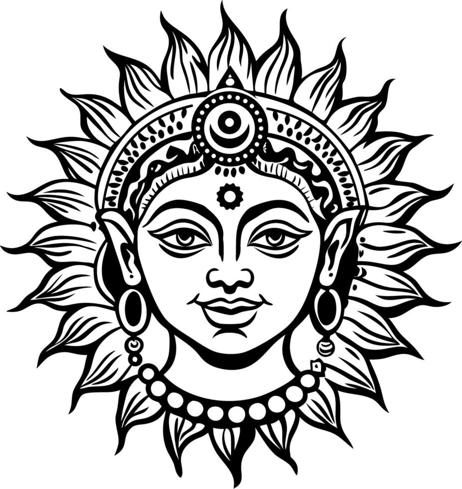 Surya god illustration in vintage style vector